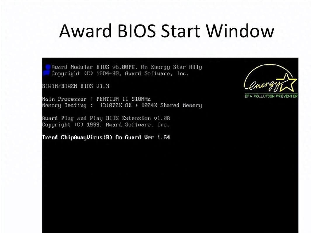 Award BIOS Start Window