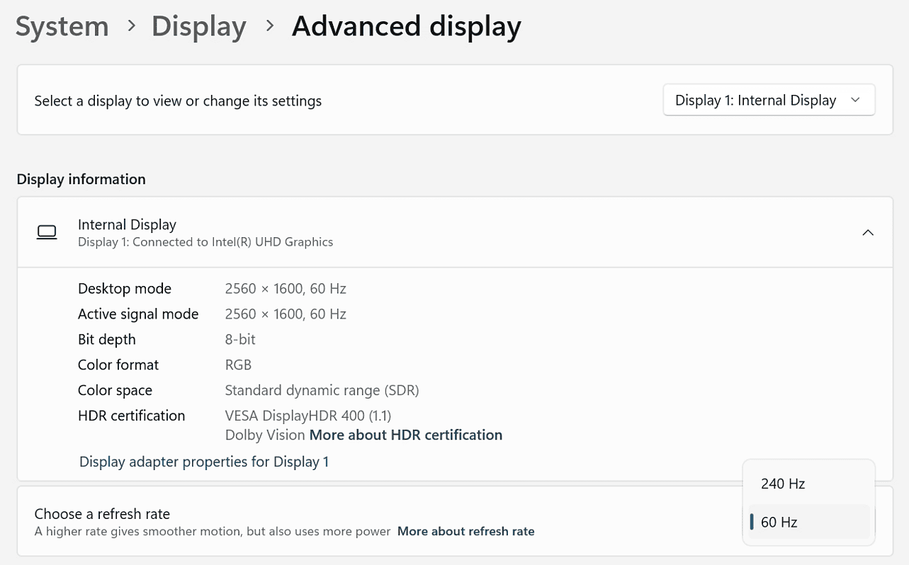 Display setting