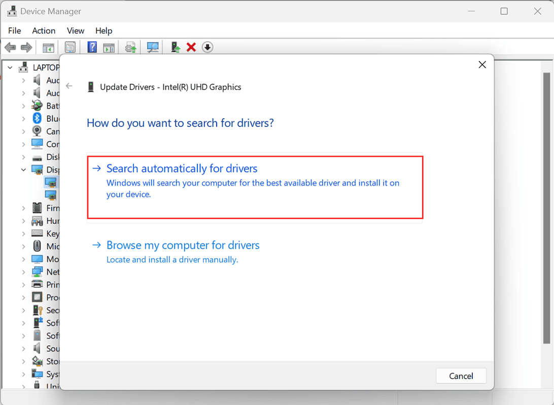 Search automatically for drivers