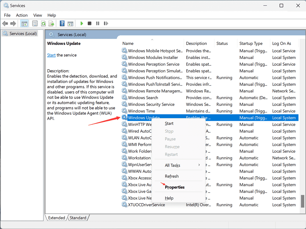 Windows updates services