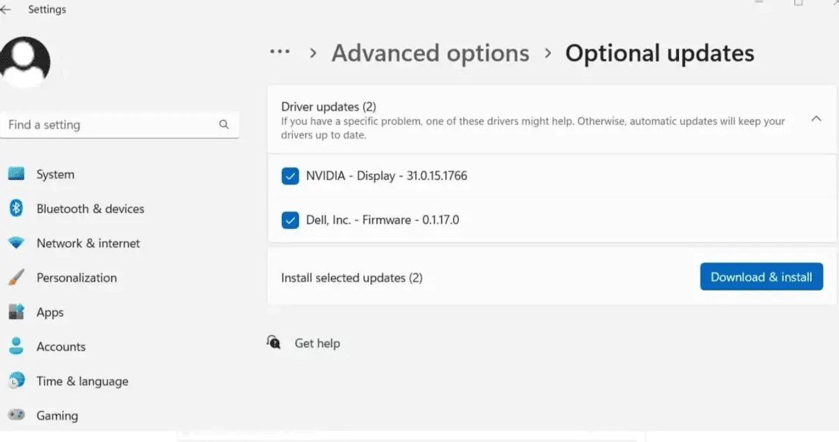Find optional updates