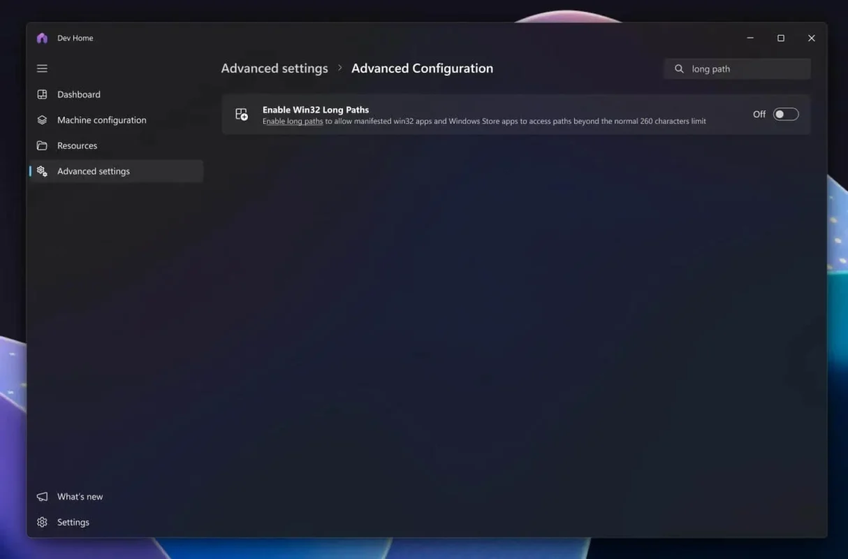 Windows 11 Dev Home Advanced settings with File Explorer options 1