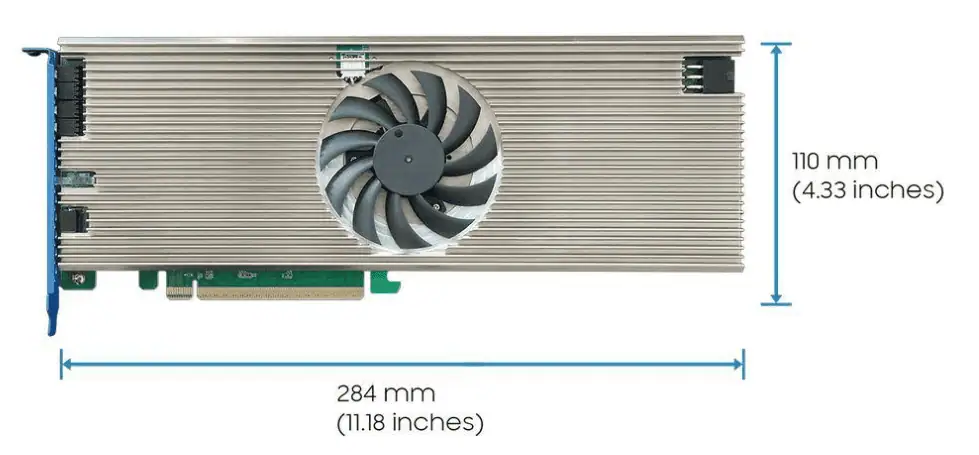 Dimension of HighPoint PCIe Gen5 SSD PCIe Expansion Cards