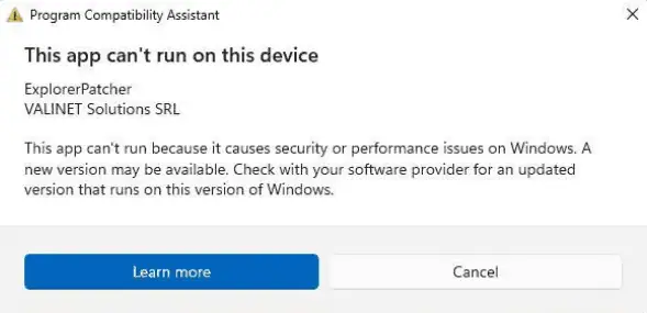 ExplorerPatcher Program Compatibility on Windows 11 24H2