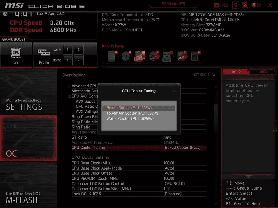 MSI BIOS Settings