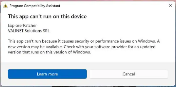 Program StartAllBack Compatibility Assistant on Windows 11