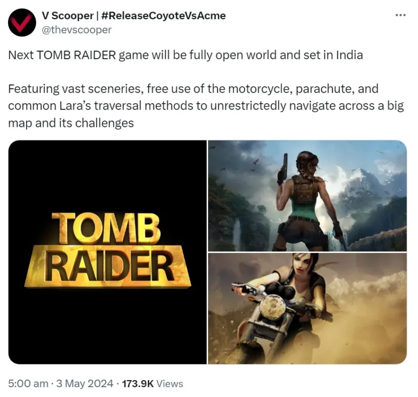 Next Tomb Raider Game will be fully open world and set in India