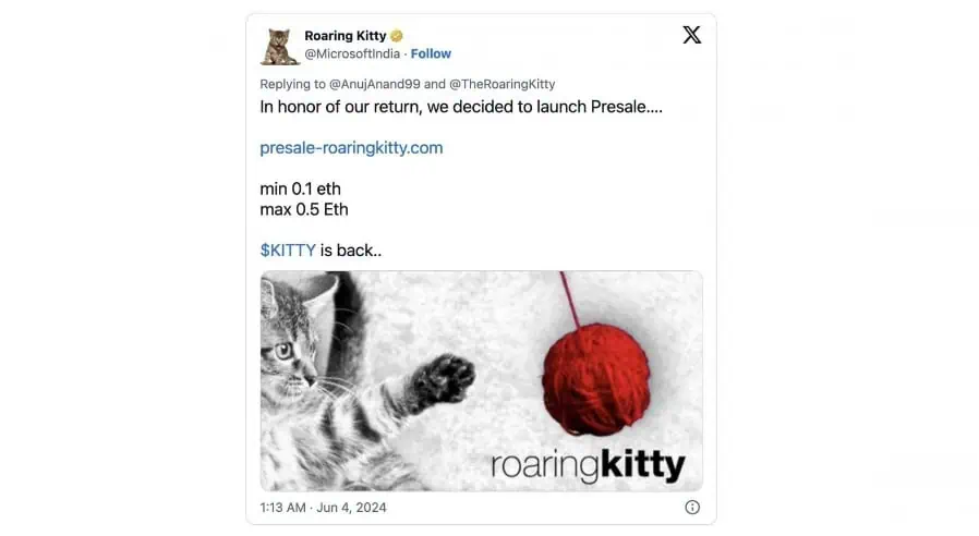 Roaring Kitty X content